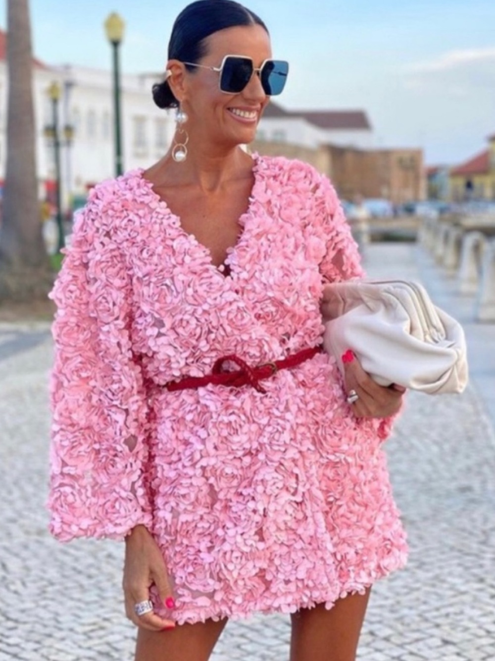 Like New ZARA Pink Floral Textured Coat - Small